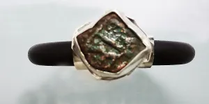Malwa Coin in Sterling and Rubber Bracelet