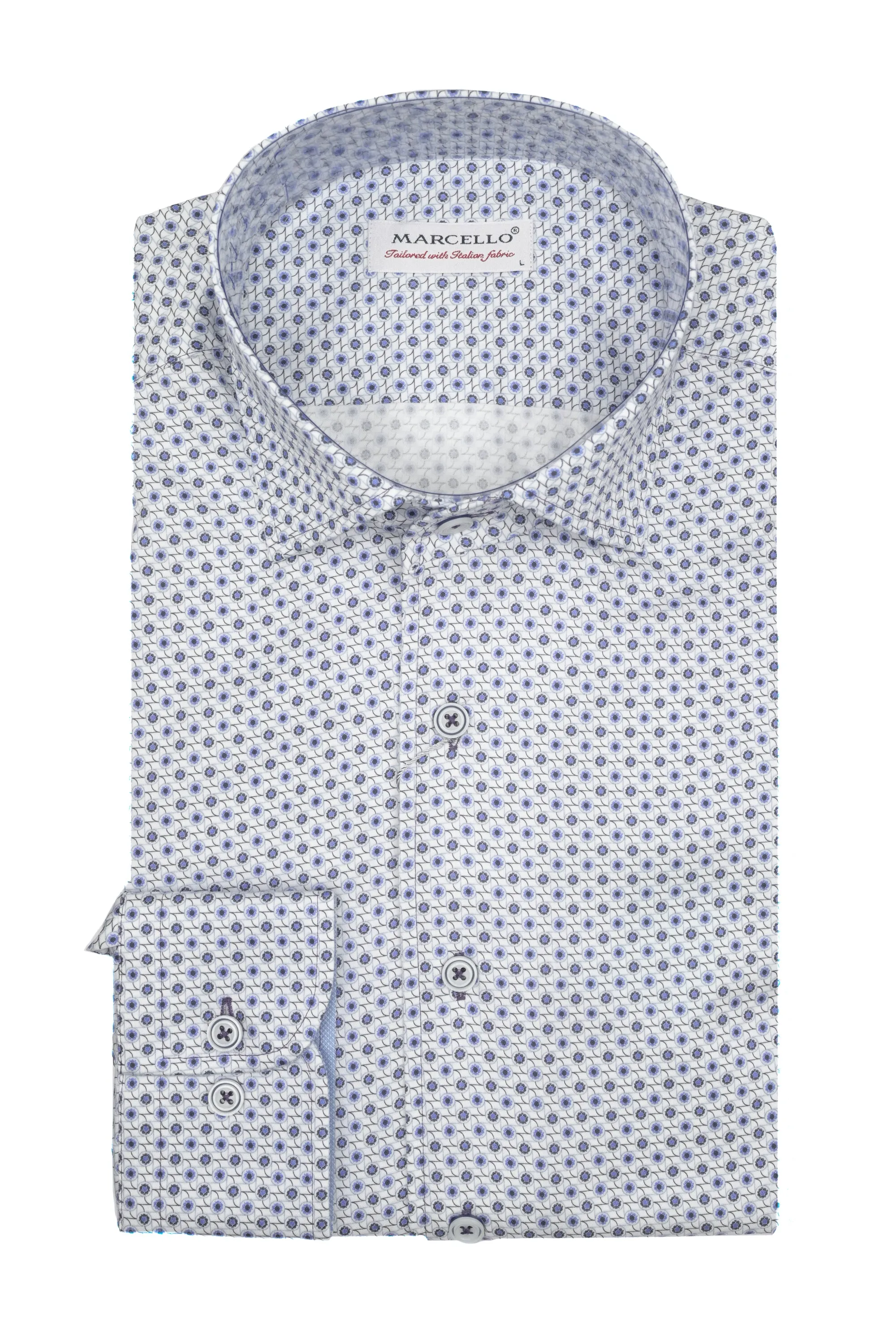 Marcello Linked Medallions Shirt - Navy