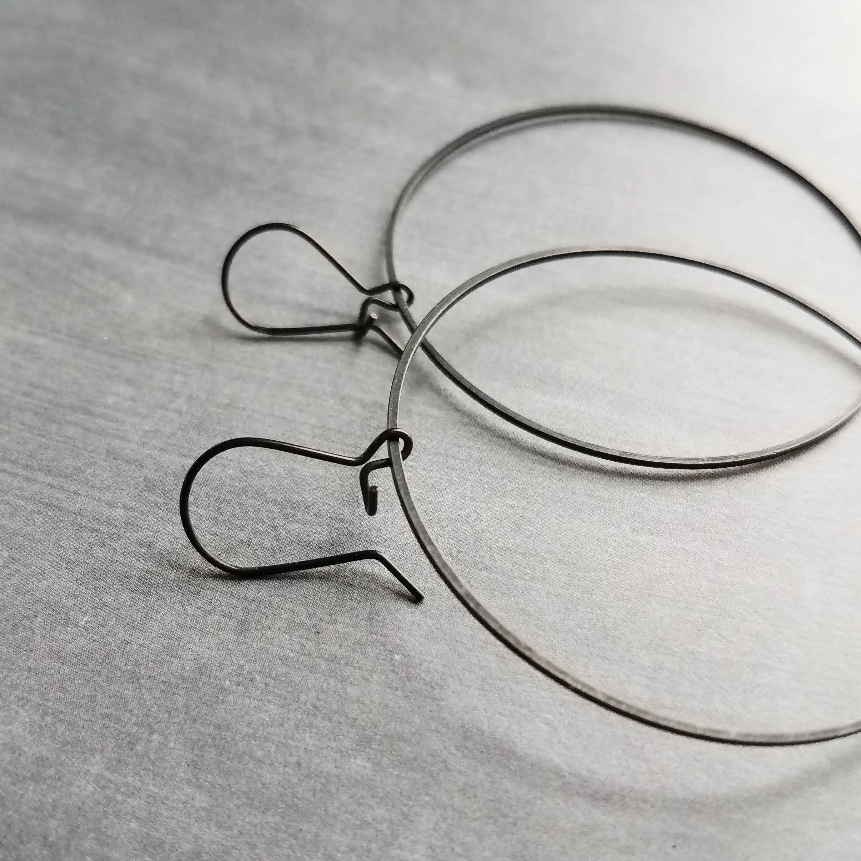 Matte Black Circle Earrings, matte black earring, matte black hoop, thin black hoop, large black circle, skinny black hoop, round matt black