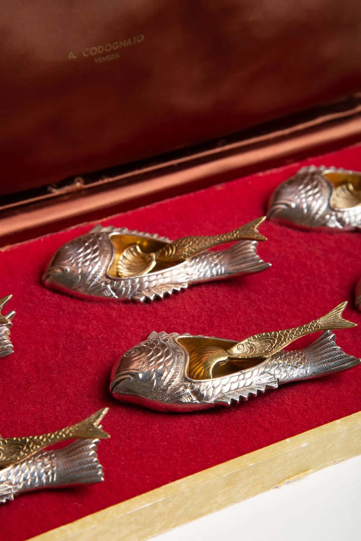 MAXFIELD PRIVATE COLLECTION | 1940'S ATTILIO CODOGNATO SET OF 12 VENETIAN SILVER SALT CELLARS