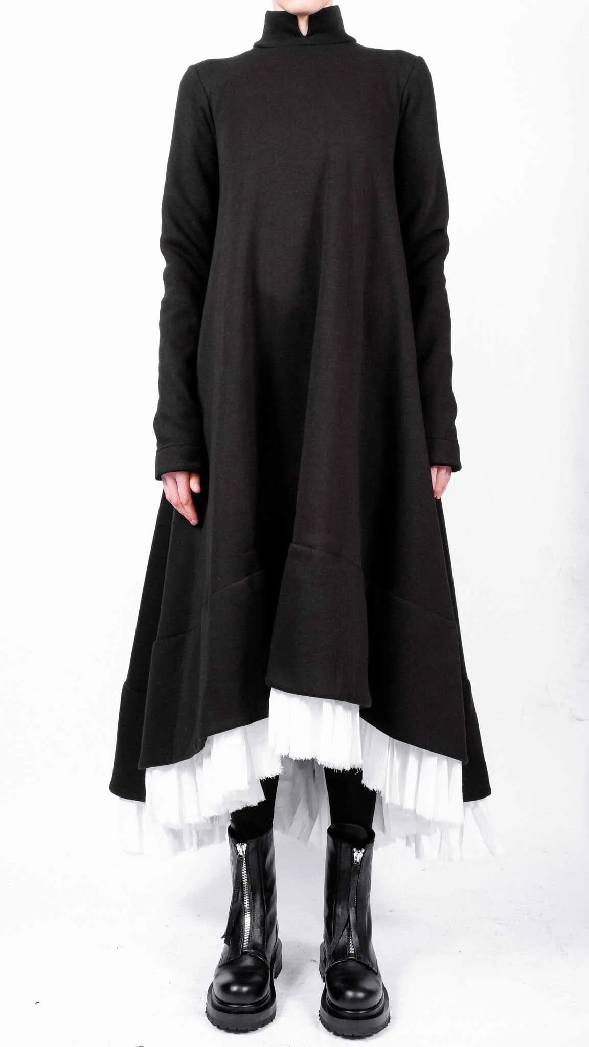 Maxi Sweatshirt Dress with Structured Bottom