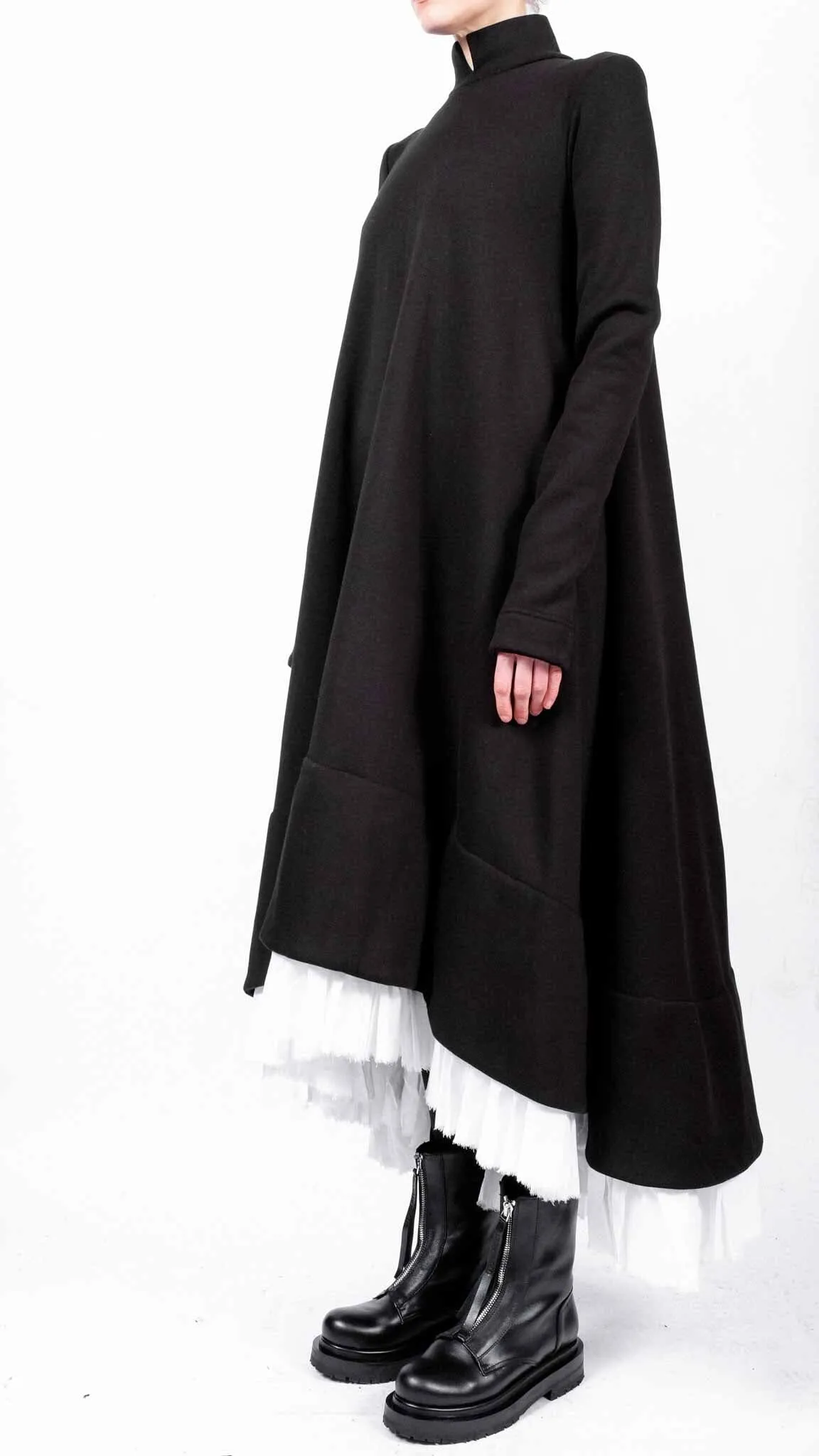 Maxi Sweatshirt Dress with Structured Bottom