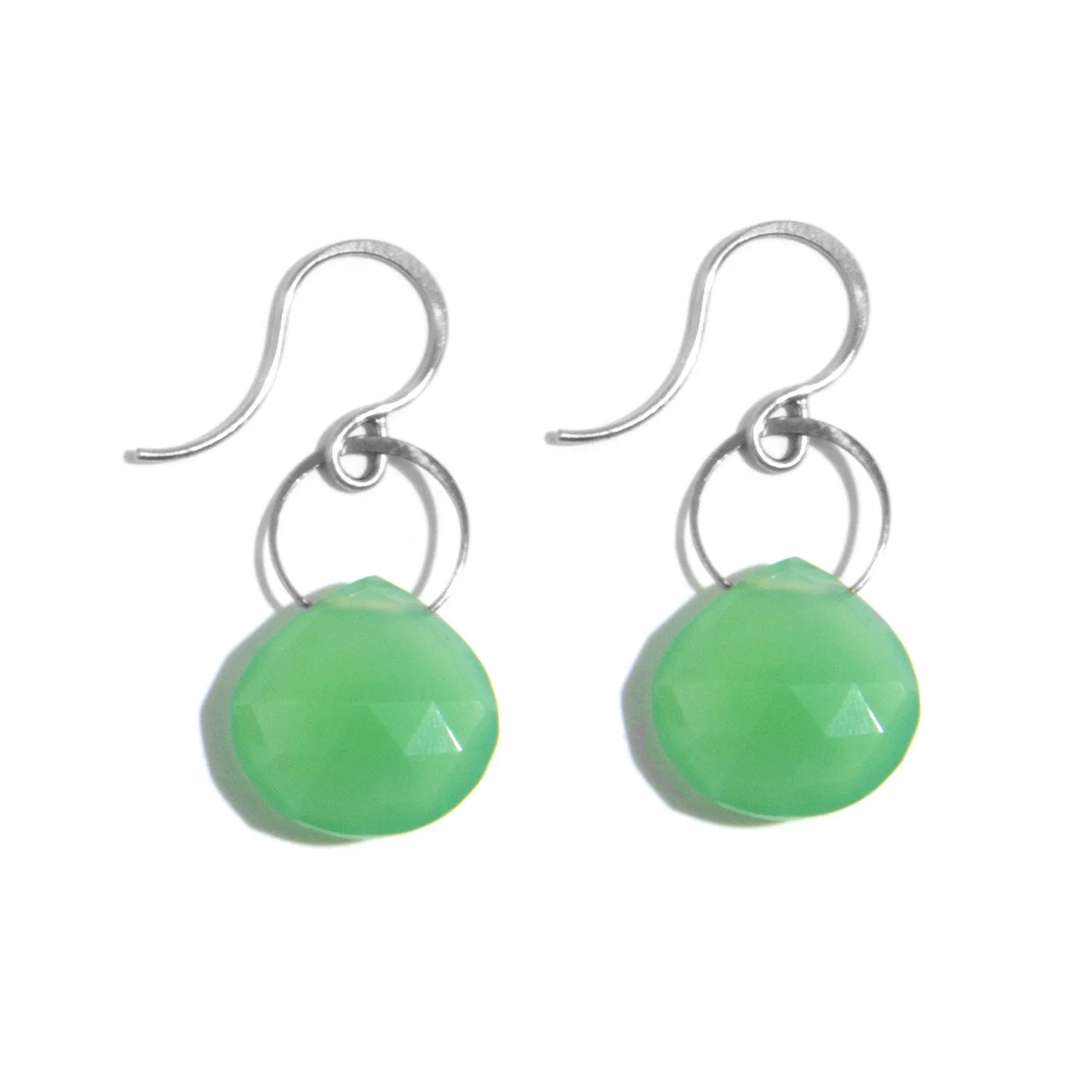 Medium Chrysoprase Single Drop Earrings