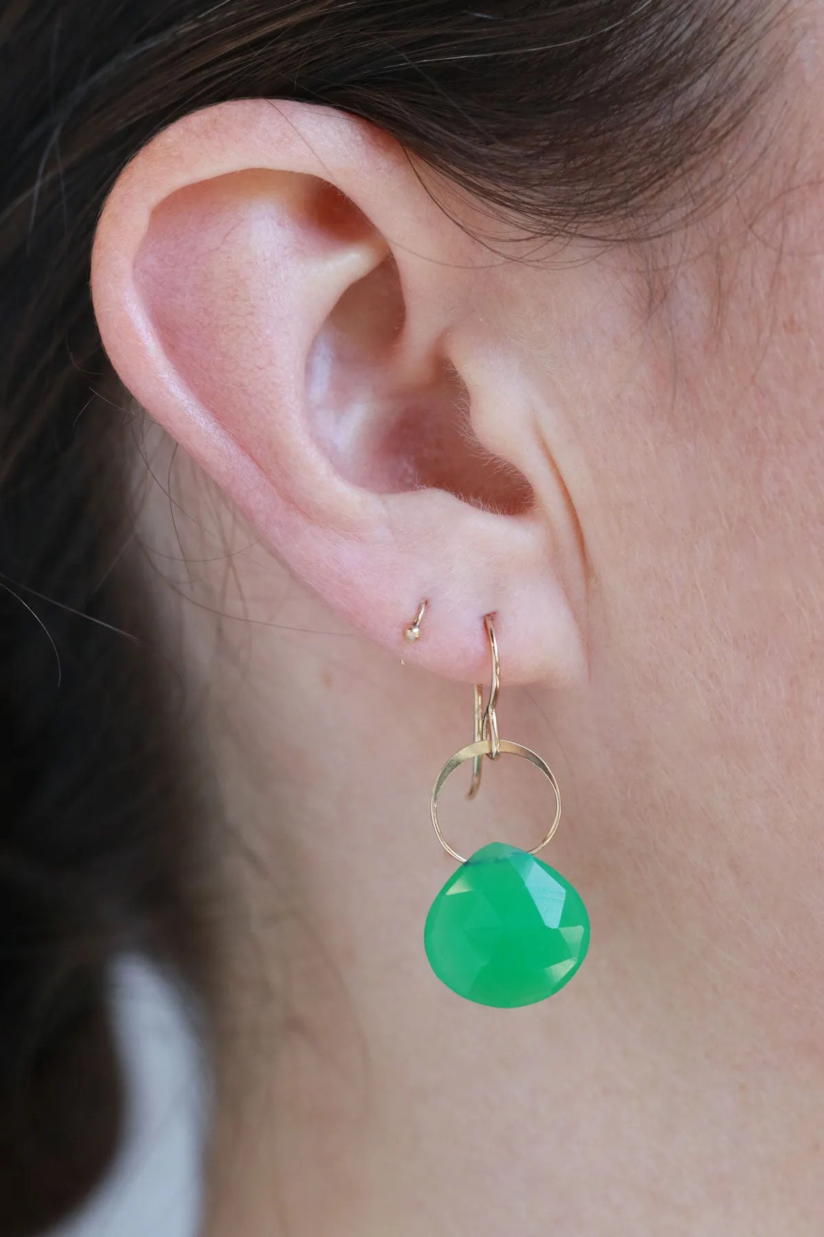 Medium Chrysoprase Single Drop Earrings