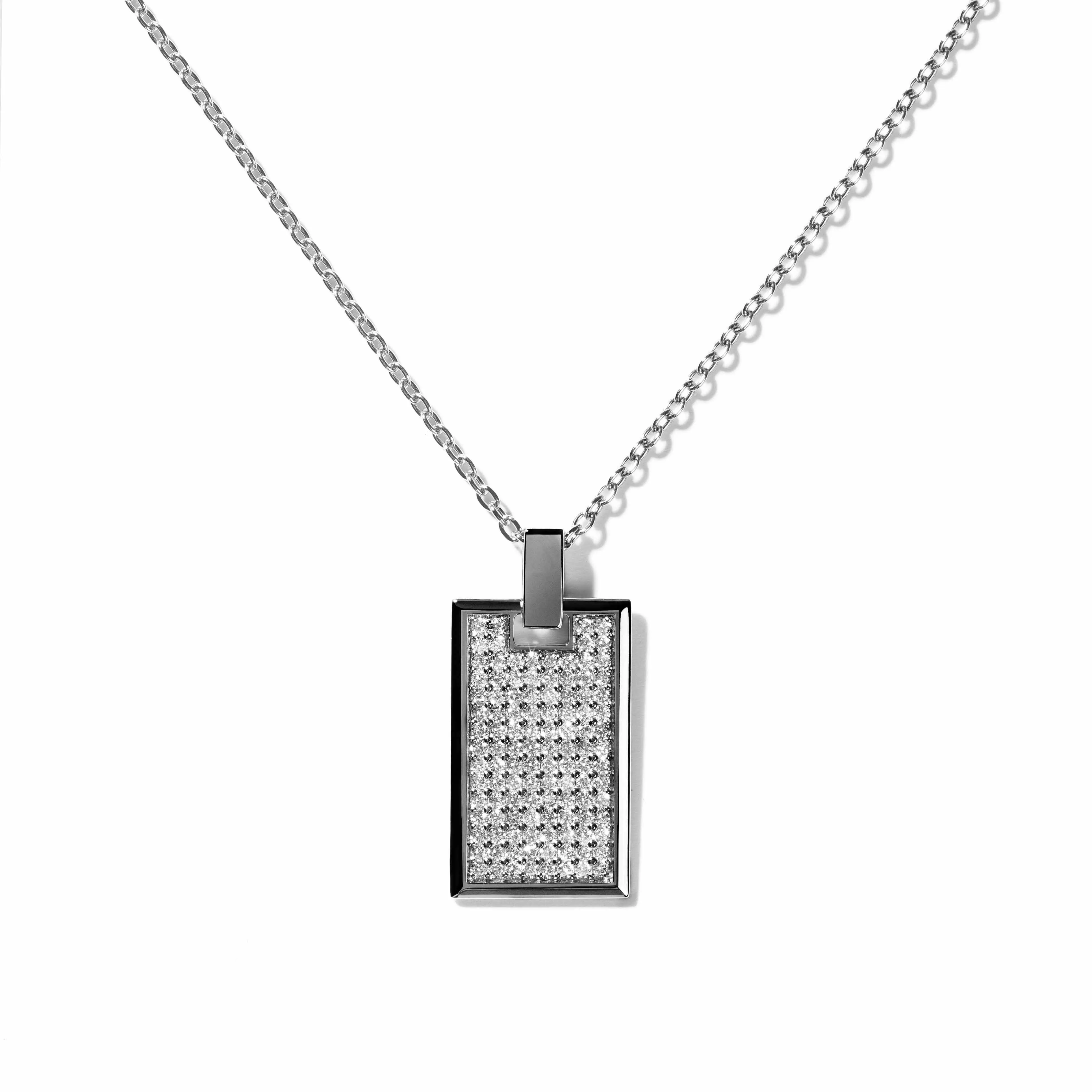 Medium Pave Diamond Tag Necklace