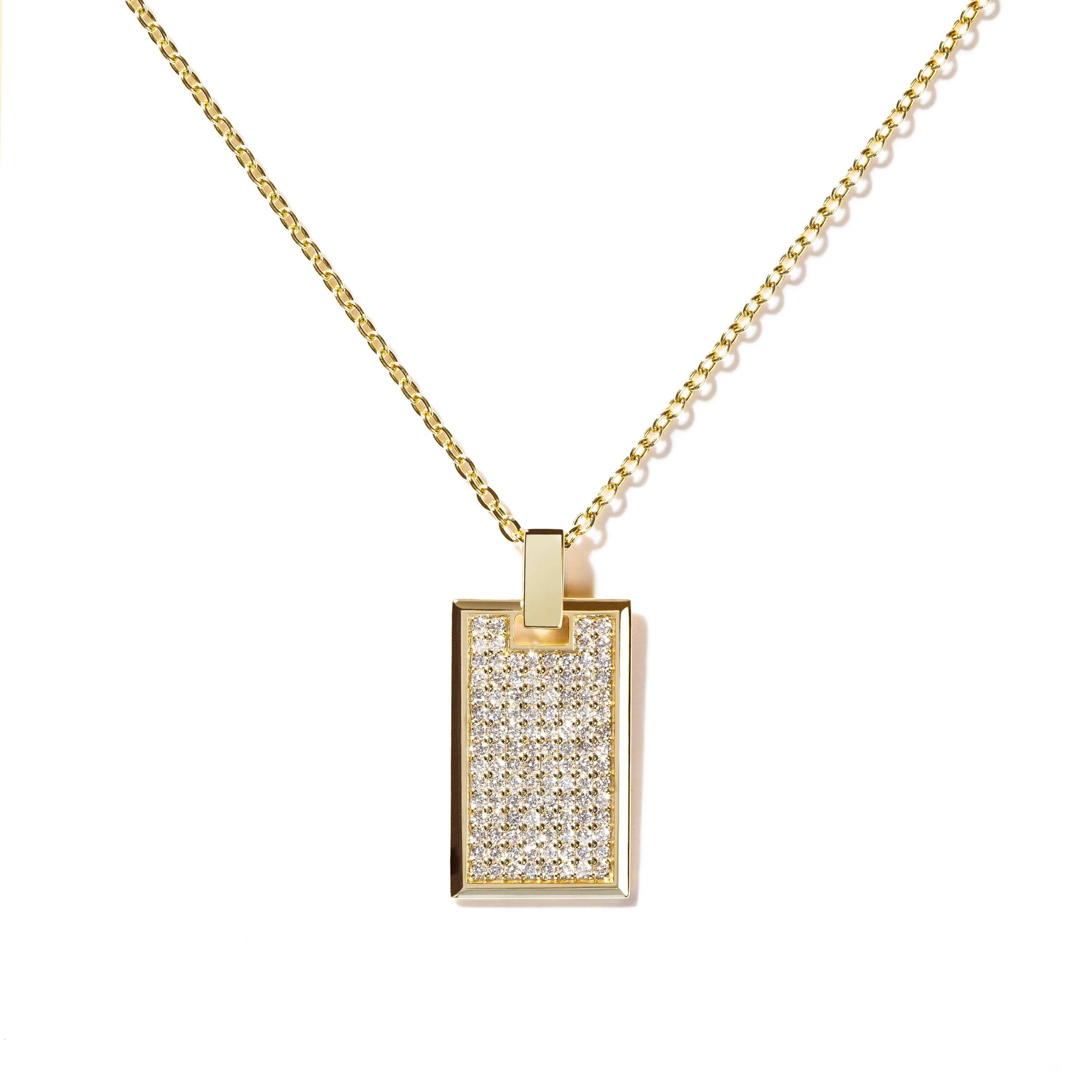 Medium Pave Diamond Tag Necklace