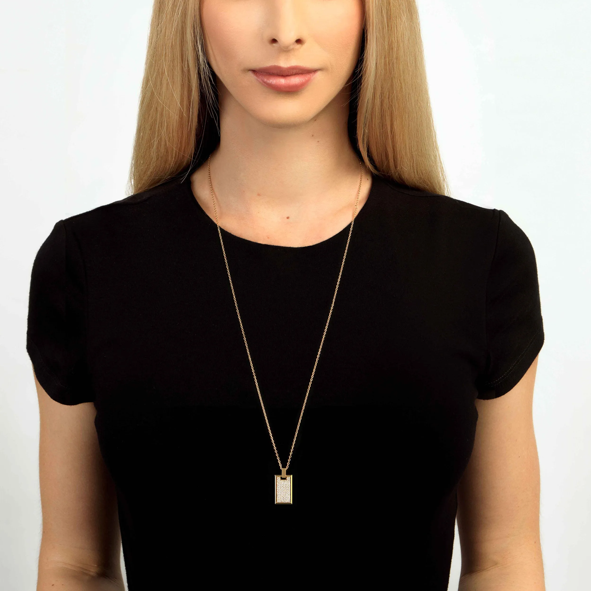 Medium Pave Diamond Tag Necklace