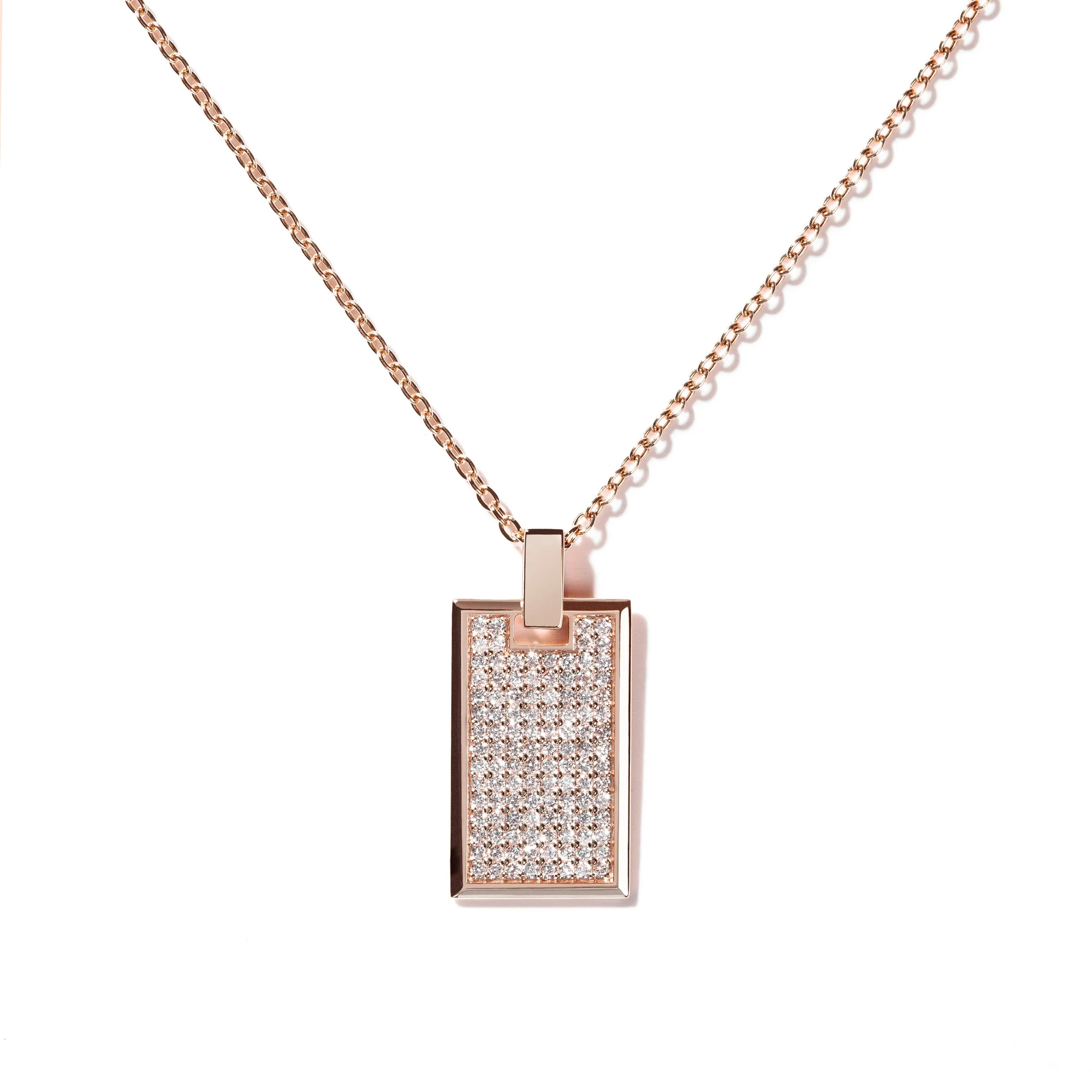Medium Pave Diamond Tag Necklace