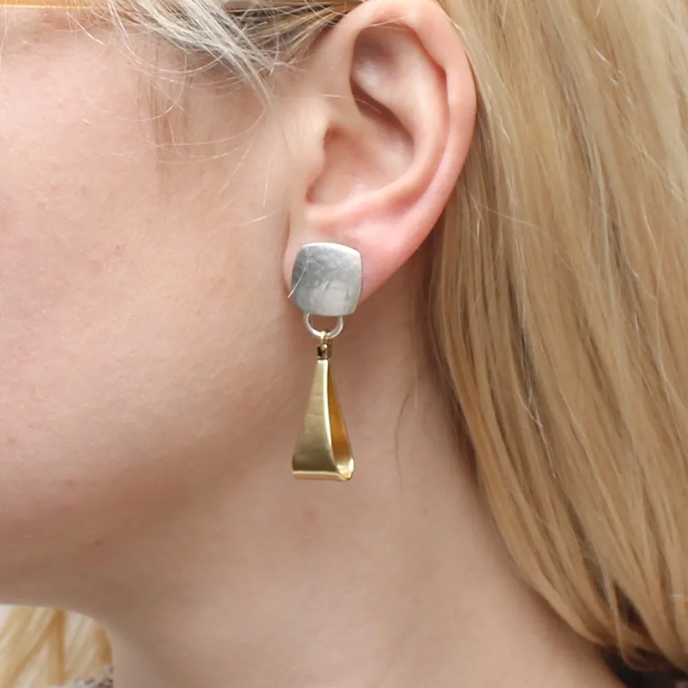 Medium Rounded Square with Long Loop Earring