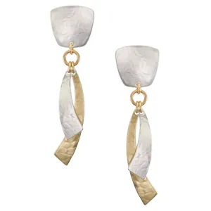 Medium Tapered Square with Layered Arcs Clip or Post Earring