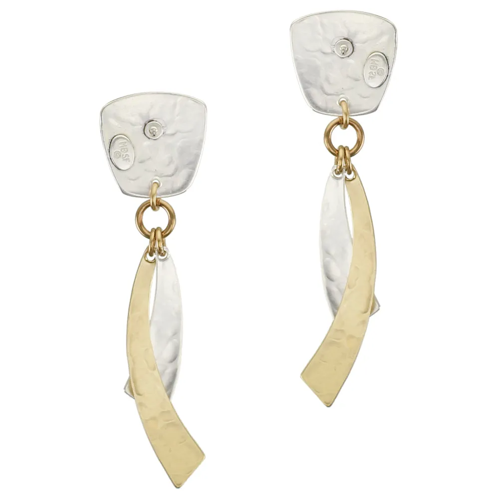 Medium Tapered Square with Layered Arcs Clip or Post Earring