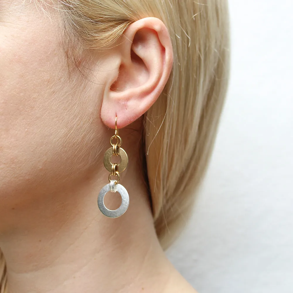 Medium Tiered Double Linked Rings Wire Earrings