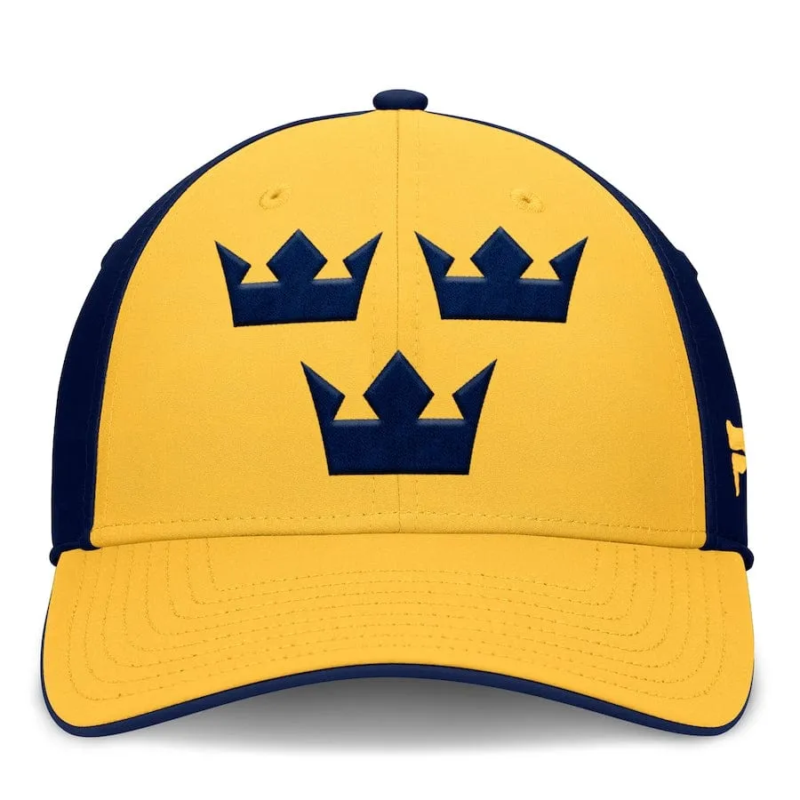 Men's Sweden Fanatics Yellow/Navy 2025 4 Nations Face-Off Stretch Fit Hat