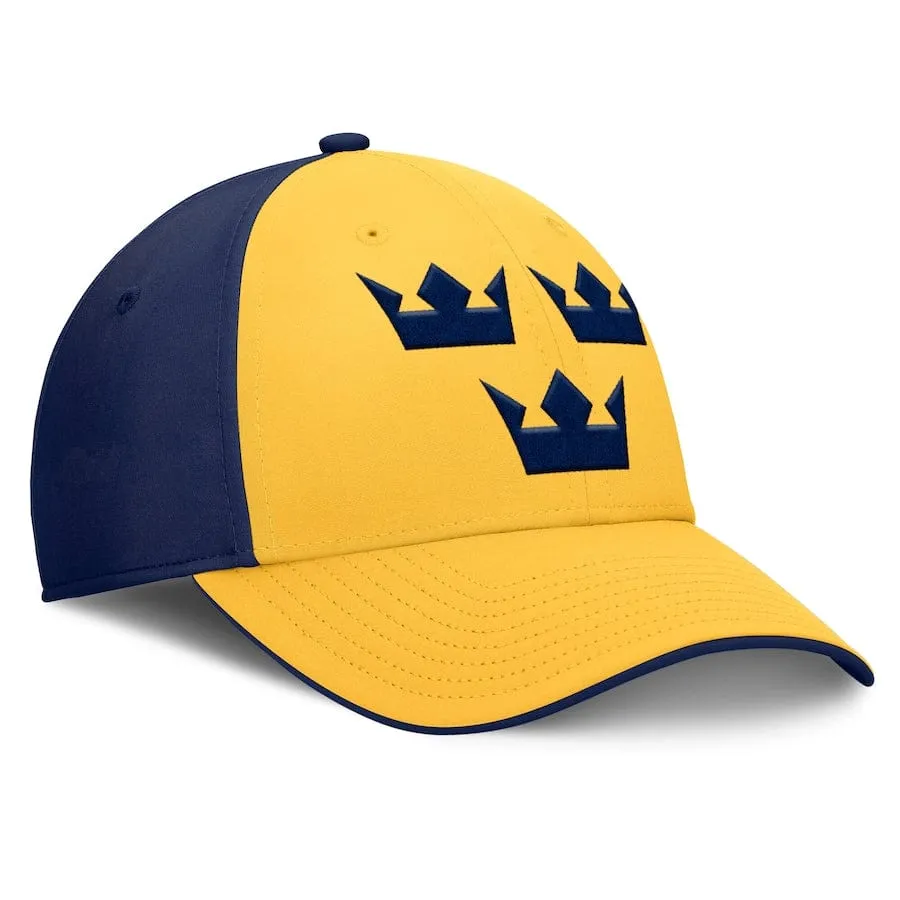 Men's Sweden Fanatics Yellow/Navy 2025 4 Nations Face-Off Stretch Fit Hat