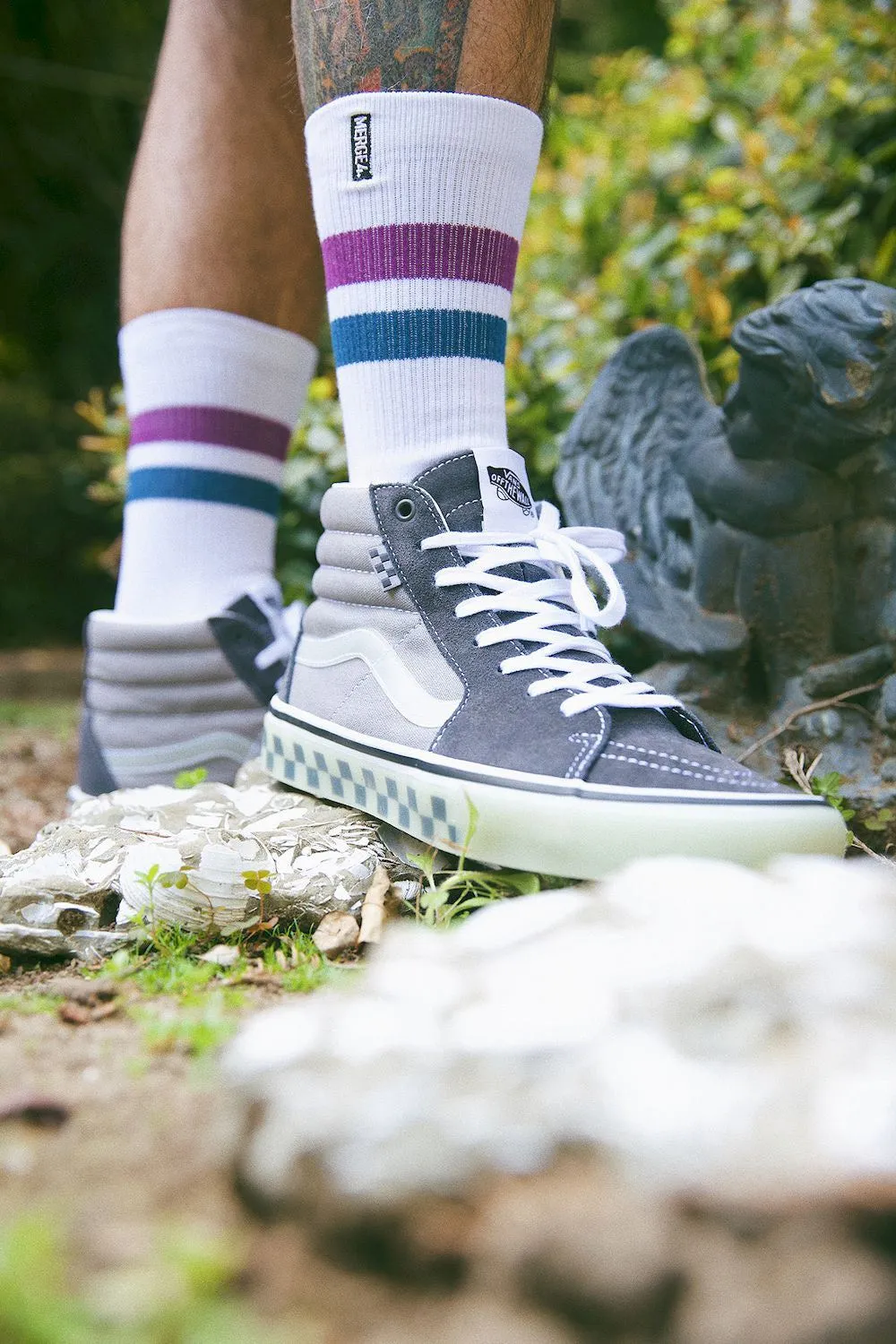 Merge4 Repreve Subtle Grape White Classic Crew Socks
