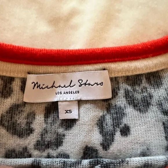 Michael Stars Tate Contrast Leopard Sweater XS