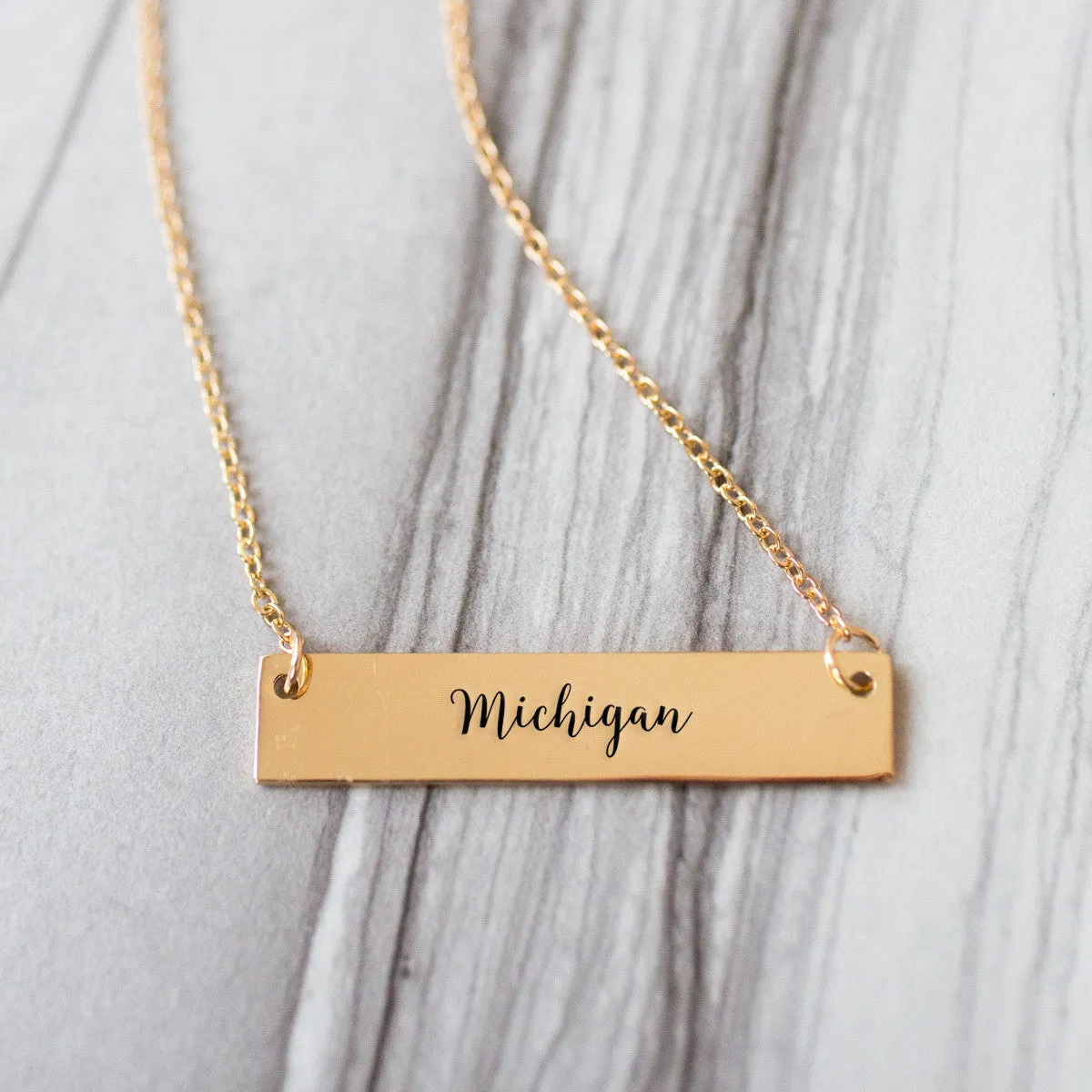 Michigan Gold / Silver Bar Necklace