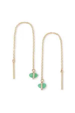 Micropave Wrapped Chrysophrase Threader Earrings