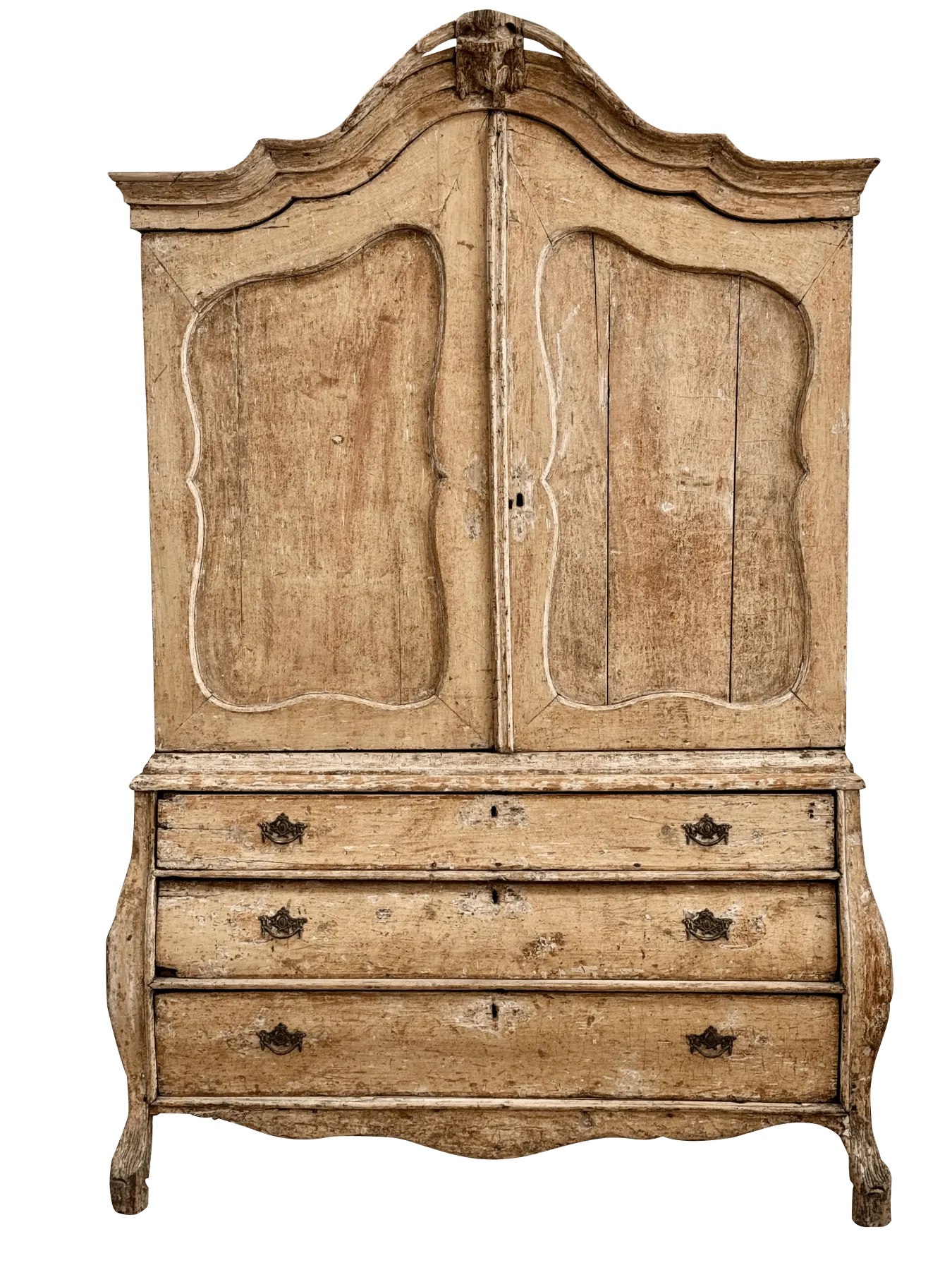 Mid-18th Century Dutch cabinet, C. 1740, Smaller proportions, hand-scraped finish