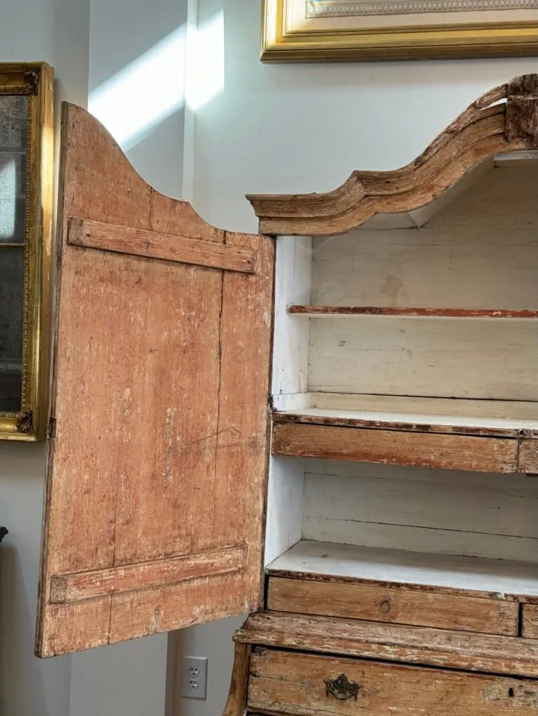 Mid-18th Century Dutch cabinet, C. 1740, Smaller proportions, hand-scraped finish