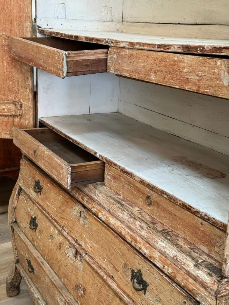 Mid-18th Century Dutch cabinet, C. 1740, Smaller proportions, hand-scraped finish
