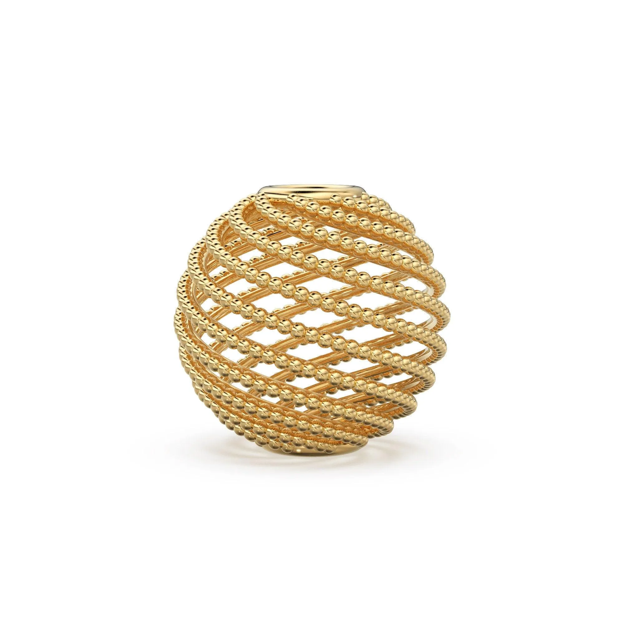 Milgrain Spiral Round Shape Solid Gold 14k 18k Handmade Gold Spacer Bead Jewelry Making Supply 6mm 8mm 10mm