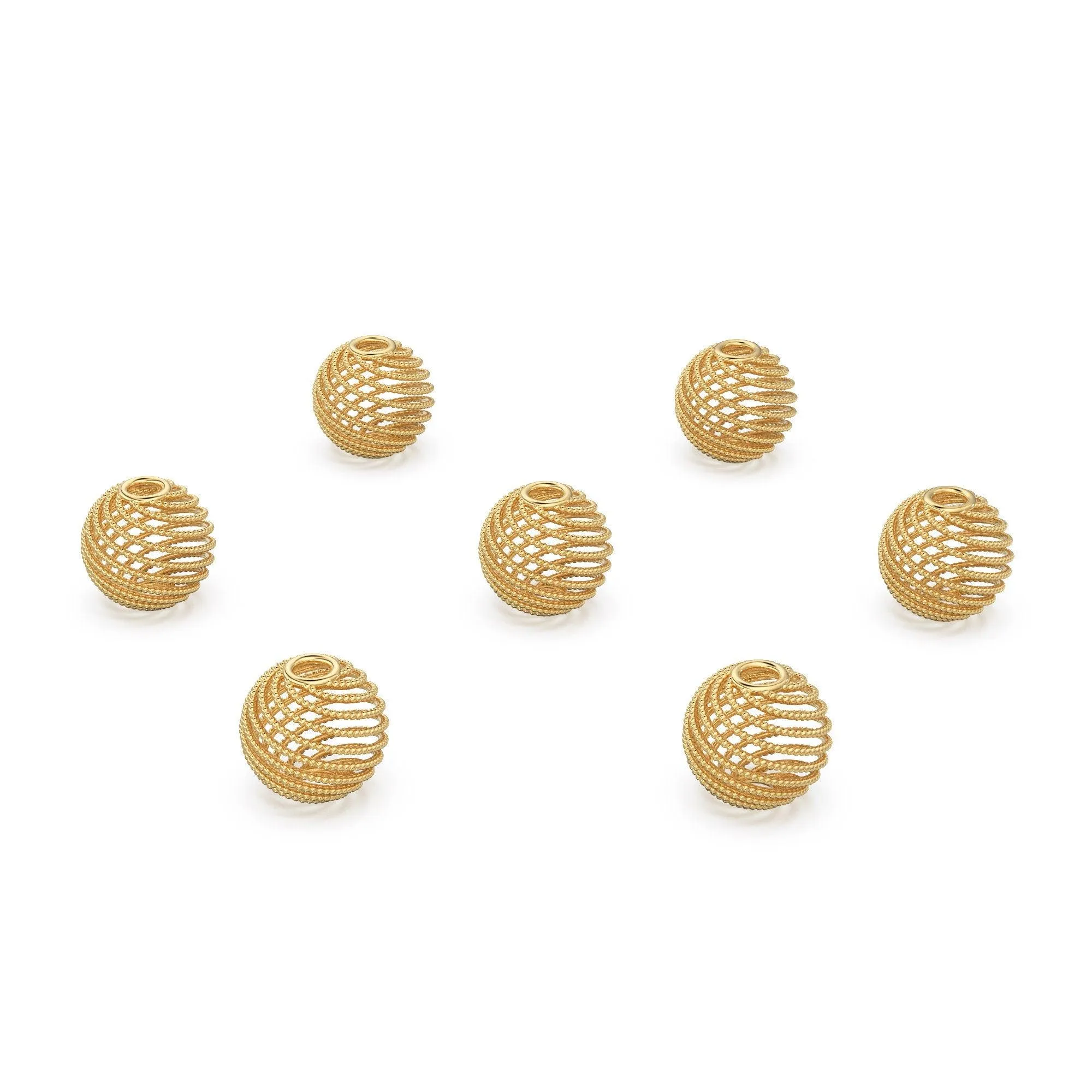 Milgrain Spiral Round Shape Solid Gold 14k 18k Handmade Gold Spacer Bead Jewelry Making Supply 6mm 8mm 10mm