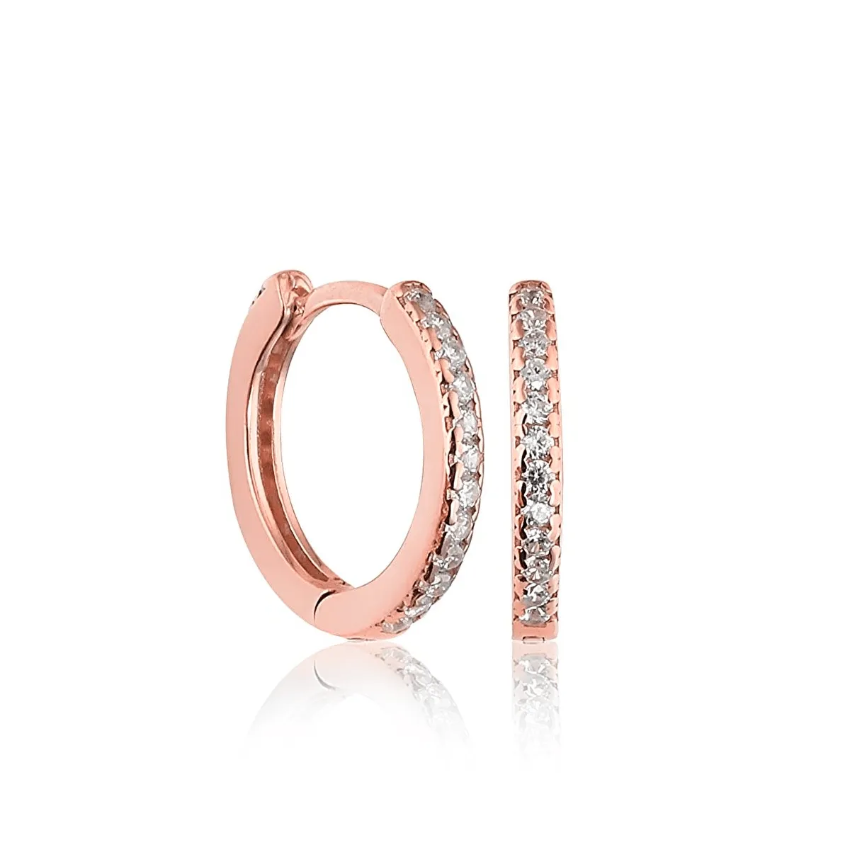 Mini Earrings 925 Silver Pave Zirconia Huggie Hoops
