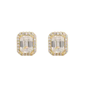 MINI EMERALD CUT STUD EARRINGS - gold