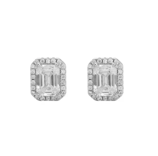 MINI EMERALD CUT STUD EARRINGS - gold