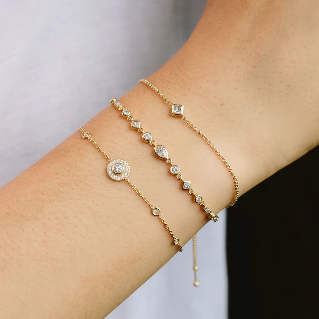 Mixed Diamond Linked Bolo Bracelet