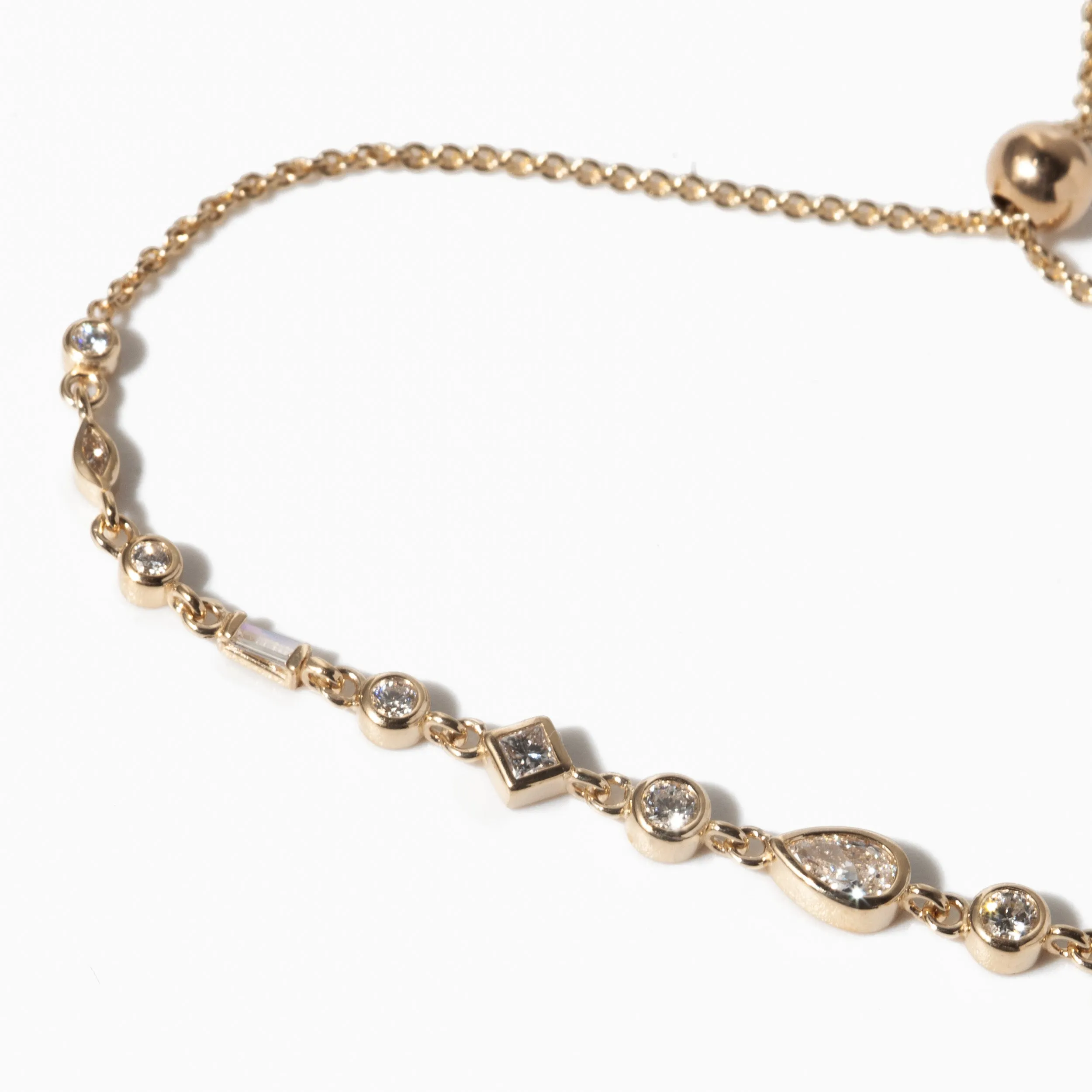 Mixed Diamond Linked Bolo Bracelet