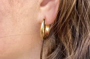Modern Oval Yellow Gold Hoop Earrings