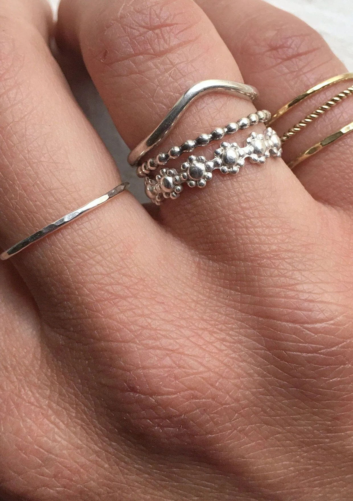 Moon Pi Silver Arched Stacking Ring