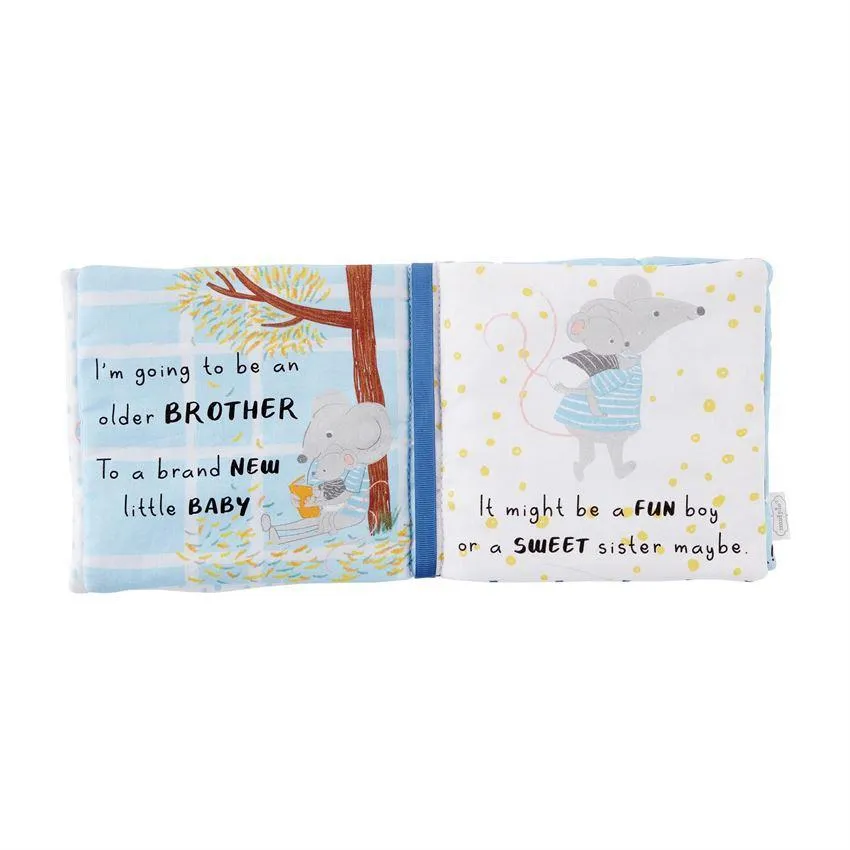 Mud Pie "I'm A Big Brother" Soft Printed Cotton Book & Pin