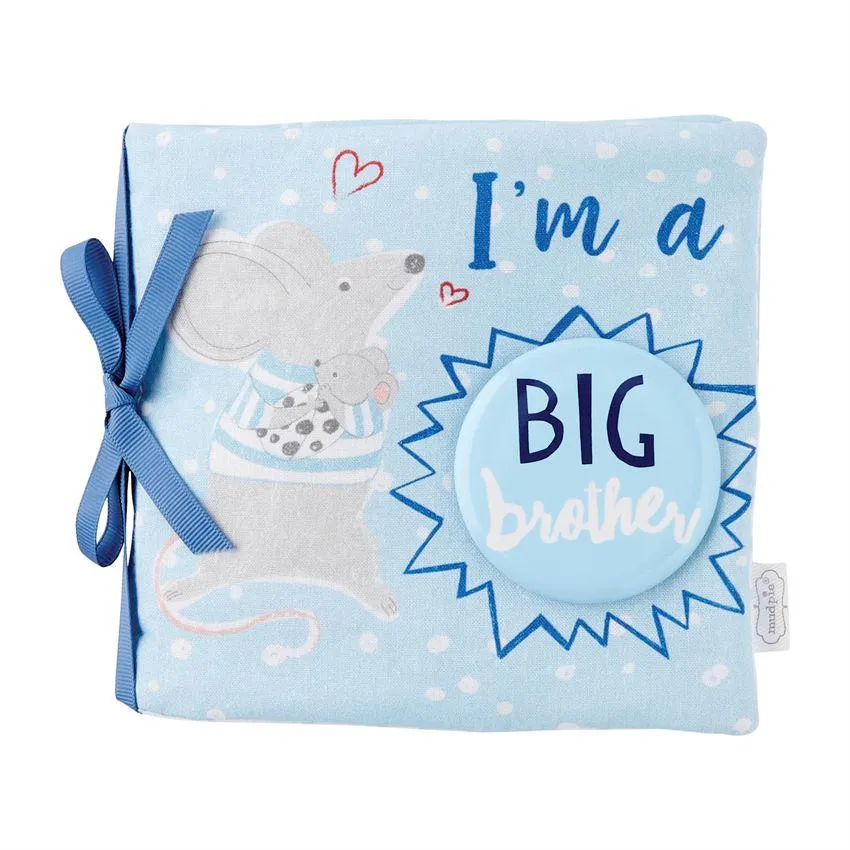 Mud Pie "I'm A Big Brother" Soft Printed Cotton Book & Pin