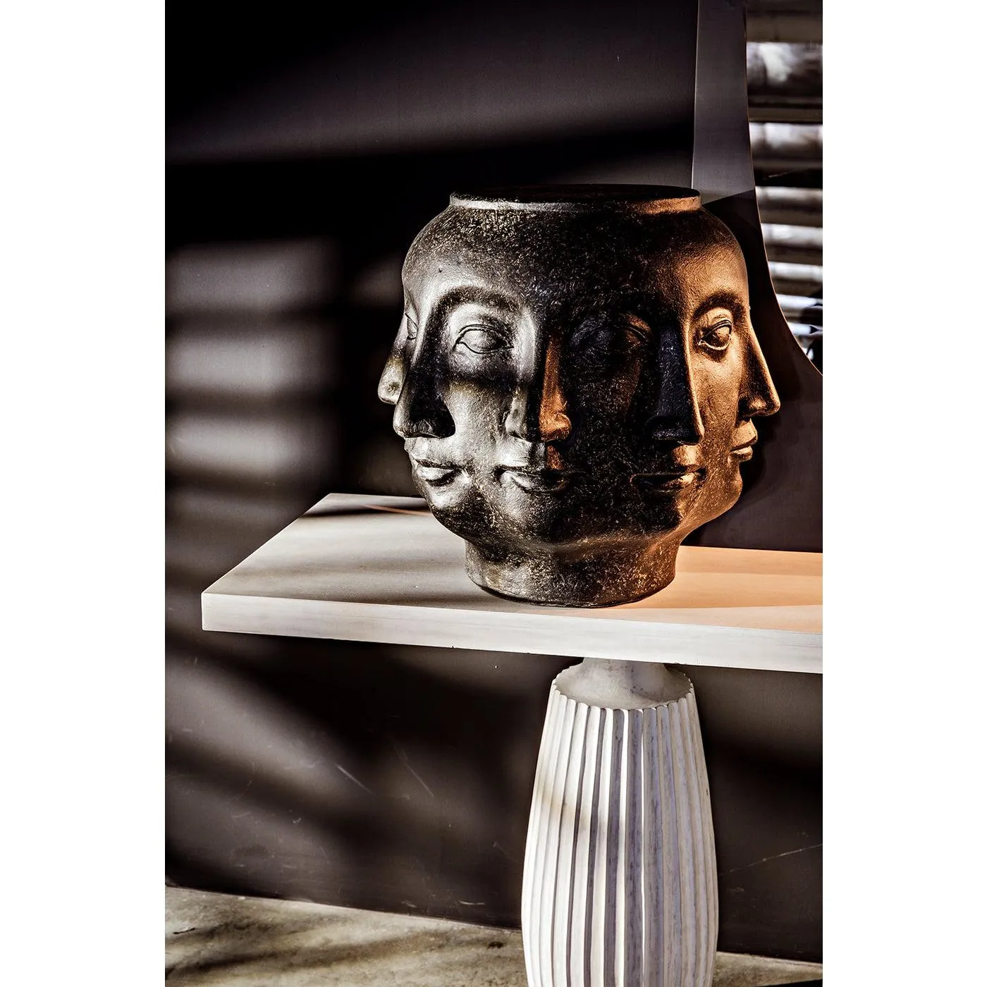 Multi-Face Stool, Black Fiber Cement