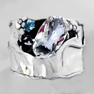 Multi Gemstone Sterling Cuff