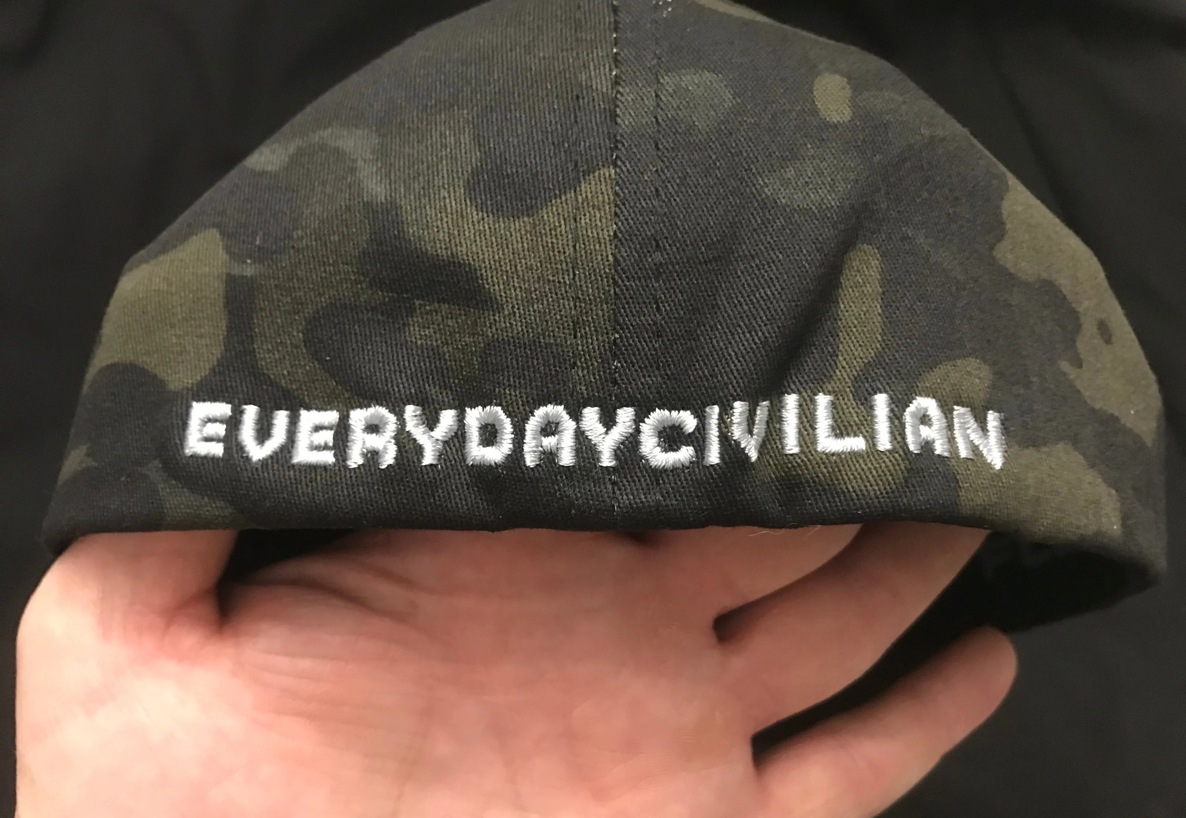 Multicam Black FlexFit L/XL hat with grey EveryDayCivilian Logo
