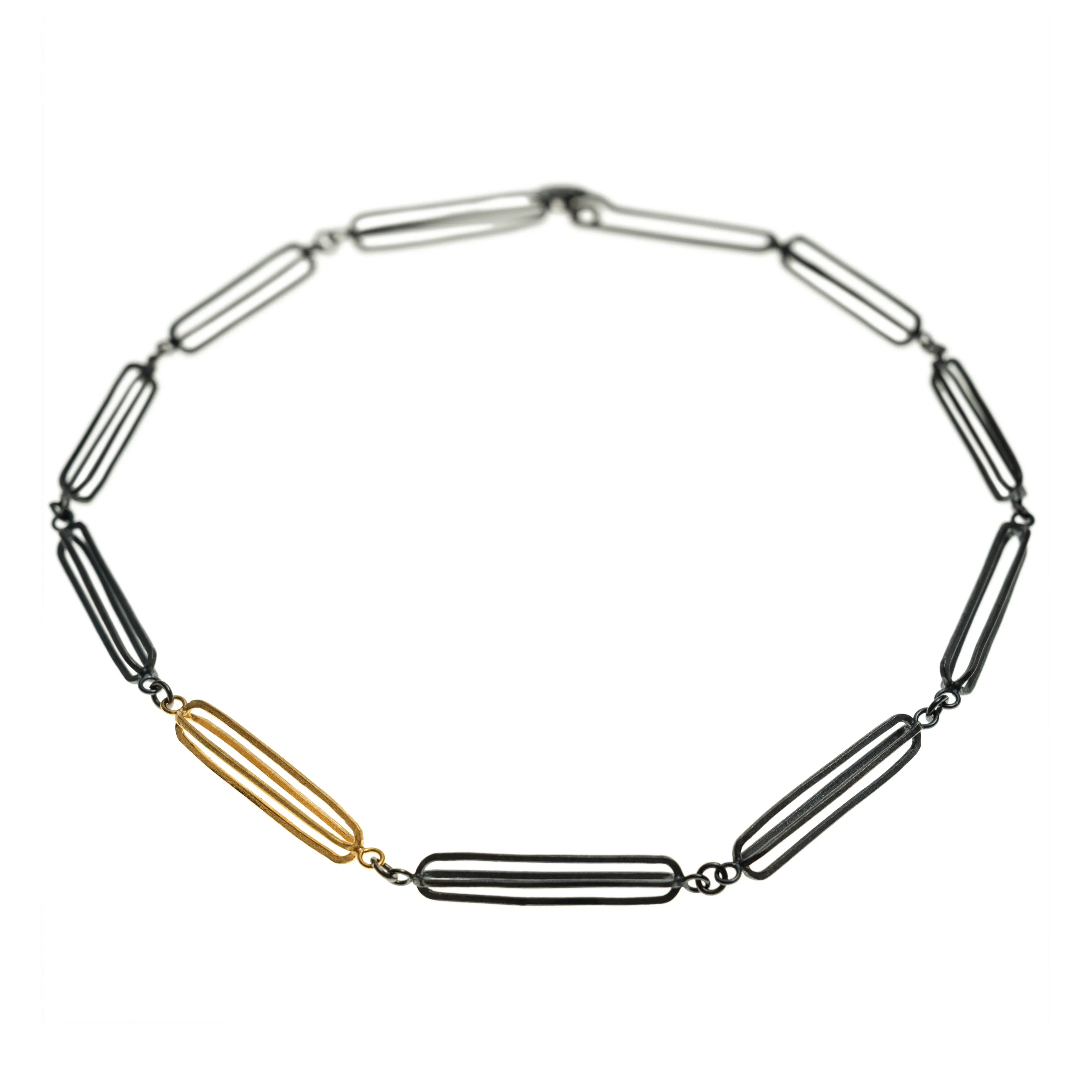 Mysterium Collection Vermeil & Oxidized Silver Linked Oval Necklace