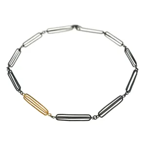 Mysterium Collection Vermeil & Oxidized Silver Linked Oval Necklace
