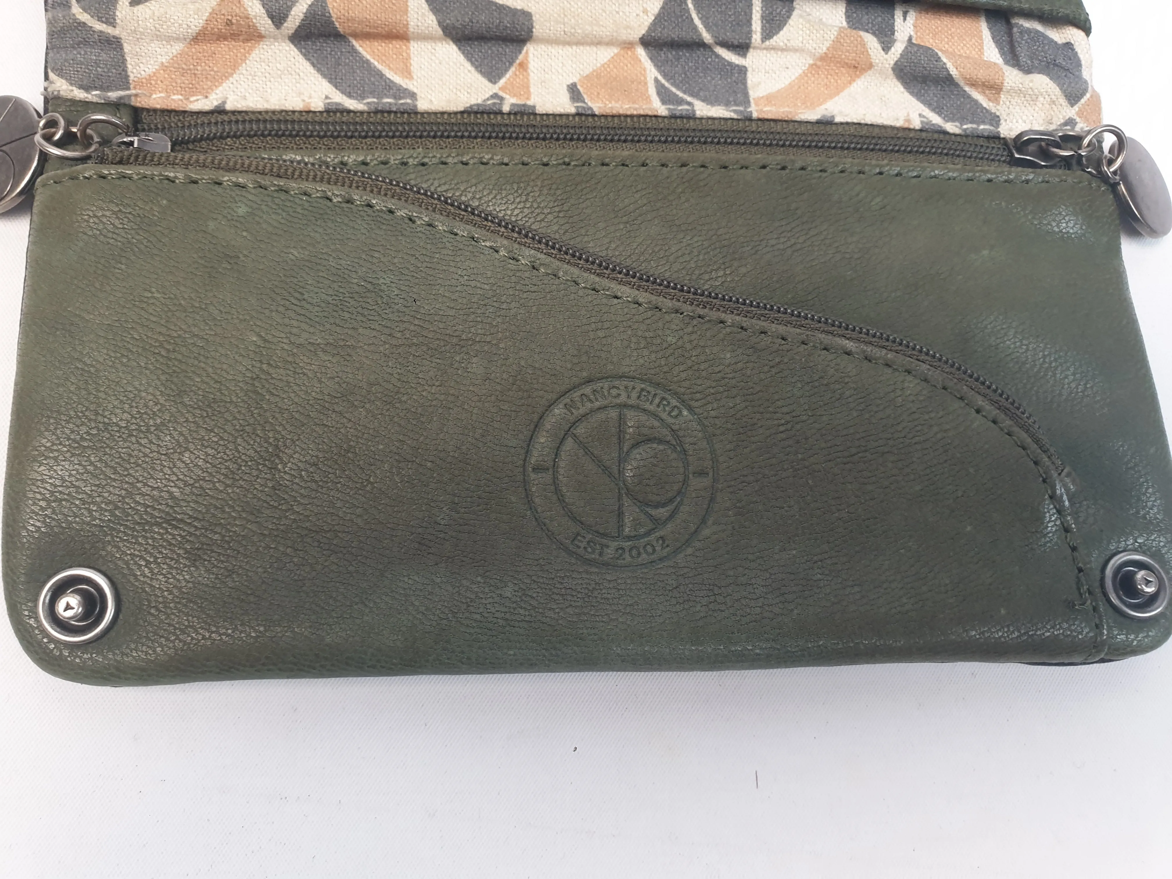 Nancybird black leather purse with subtle bird imprint