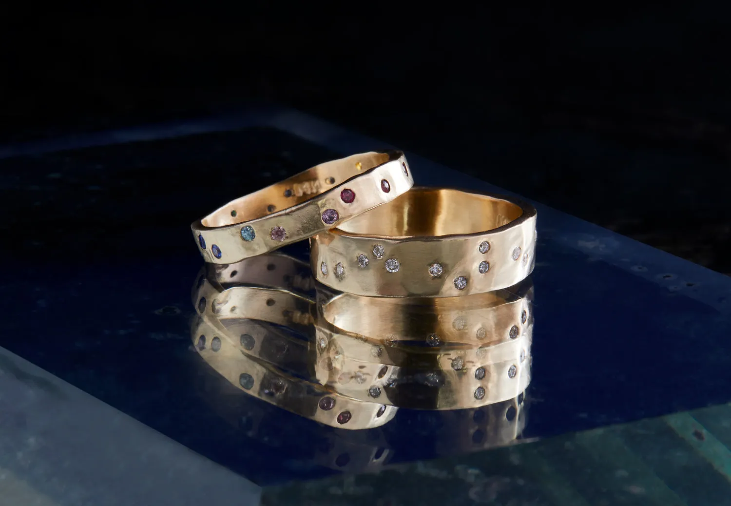 Narrow Constellation Band with Diamonds