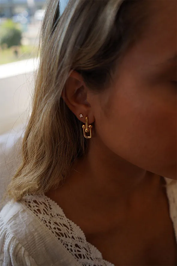 Natasha Double Linked Gold Earrings
