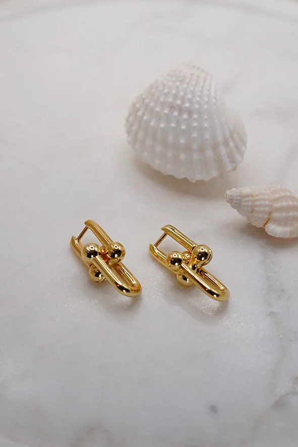 Natasha Double Linked Gold Earrings