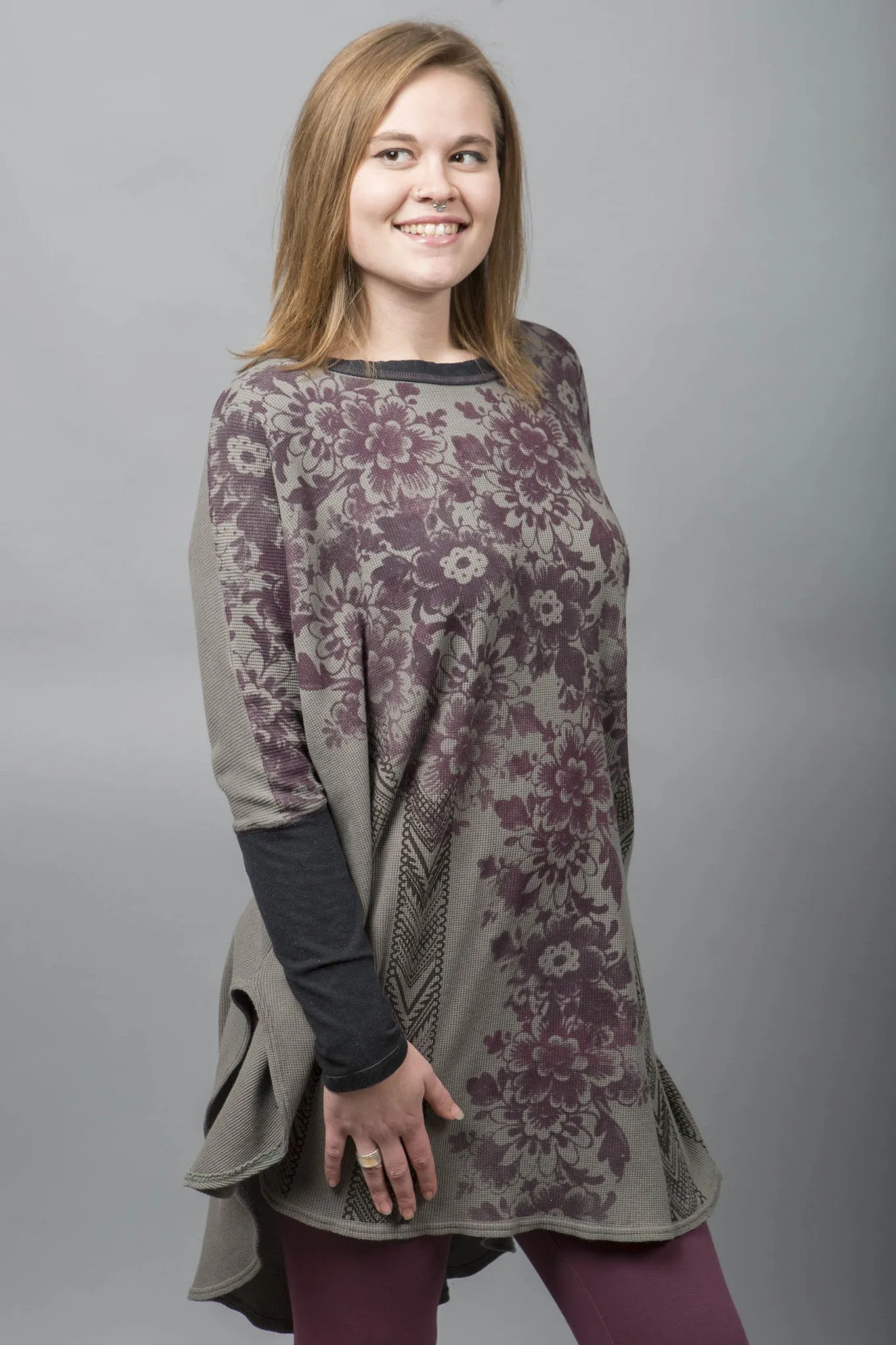 Natural City Tunic Plum Flower Motif