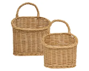 Natural woven willow hanging wall basket set