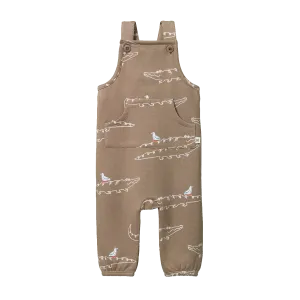 NATURE BABY TOBI OVERALLS SWEATSHIRTING CURIOUS CROCODILES PRINT