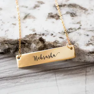 Nebraska Gold / Silver Bar Necklace