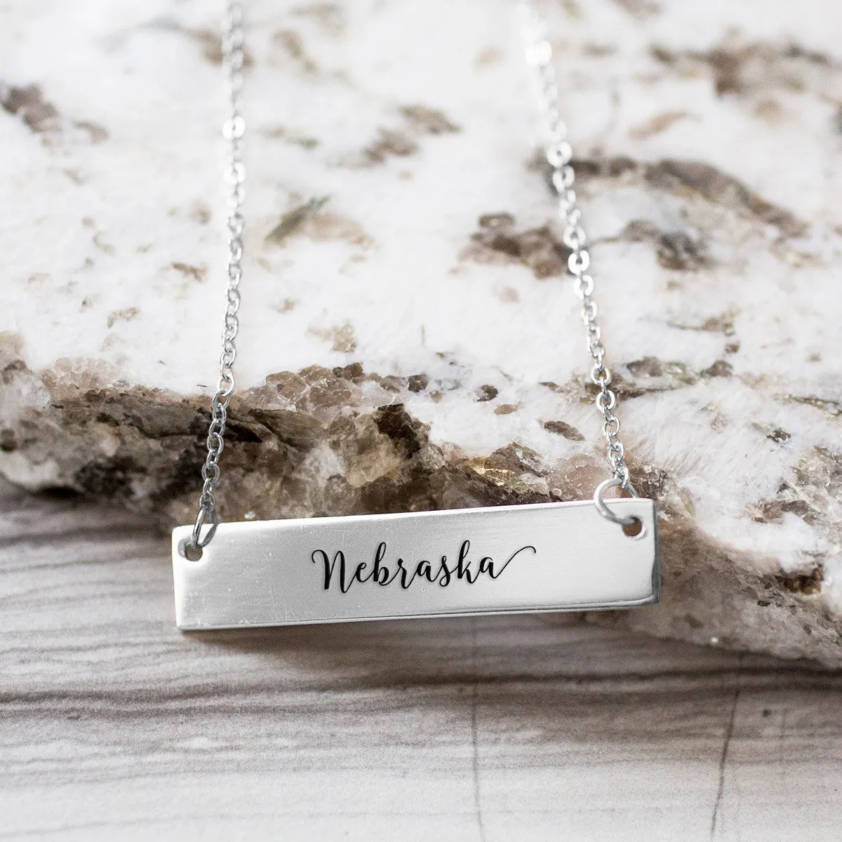 Nebraska Gold / Silver Bar Necklace